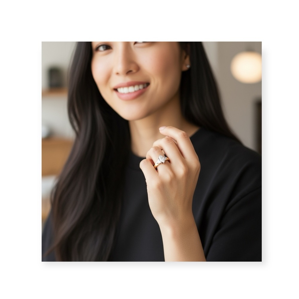 2+ CT Marquise Diamond Engagement Ring ✶ Trillions Stones ✶ 14K Gold ✶ Mayors